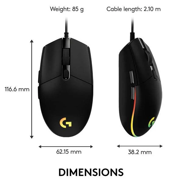 Logitech USB Gaming Mouse RGB Light Sync 6 Button G203 view 5